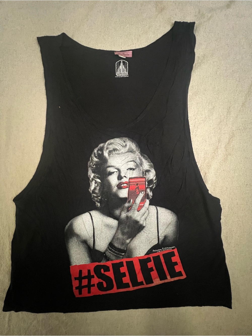 Palladium Black Tank Top with Marilyn Graphic and Red #SELFIE Print